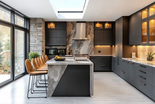 Stratus Flat Skylight Black Kitchen